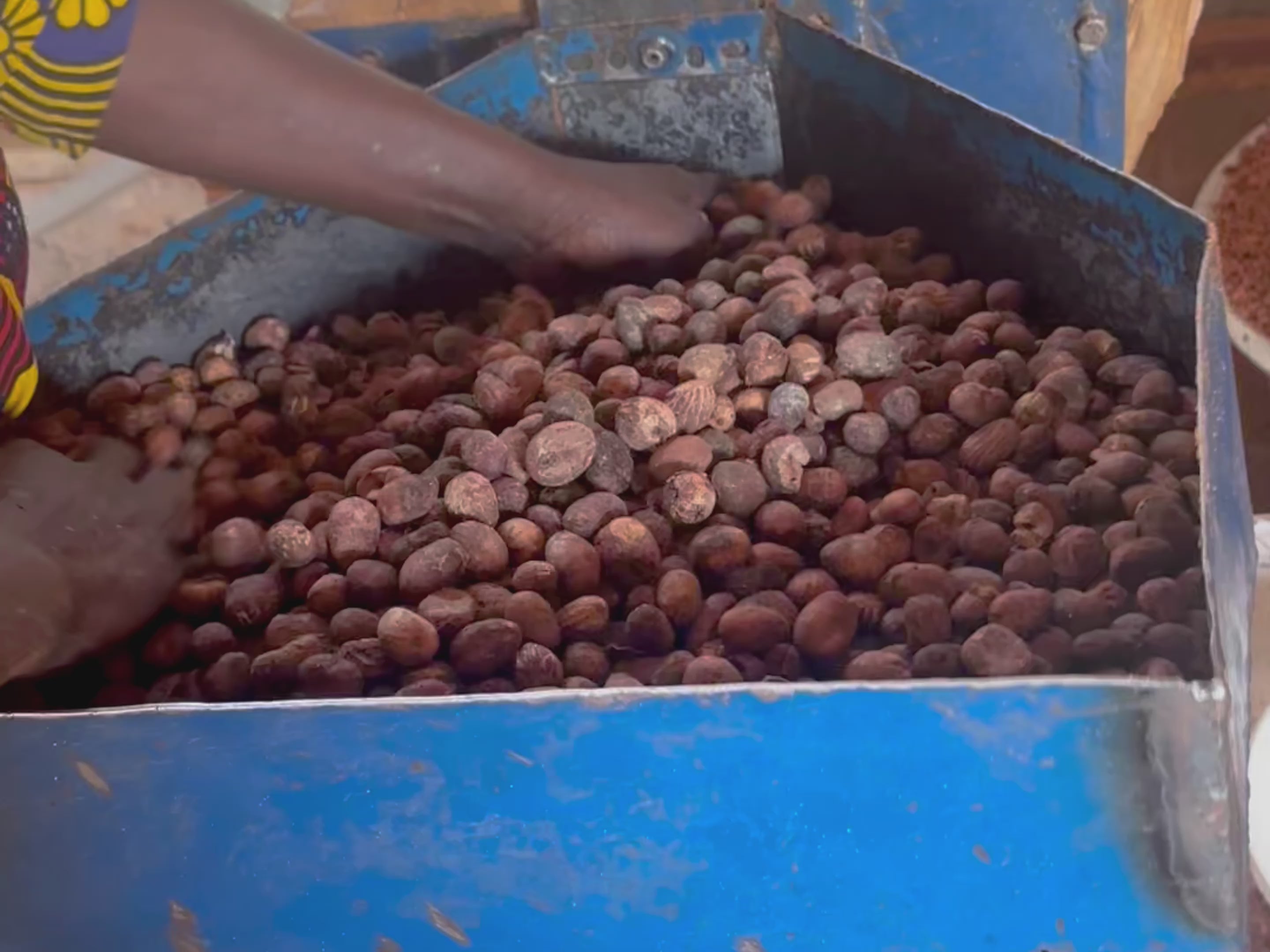 Load video: The process of making raw shea butter at Shea Lux Factory in Ghana